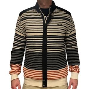 Louis Castel Striped Zip Up Golf Sweater